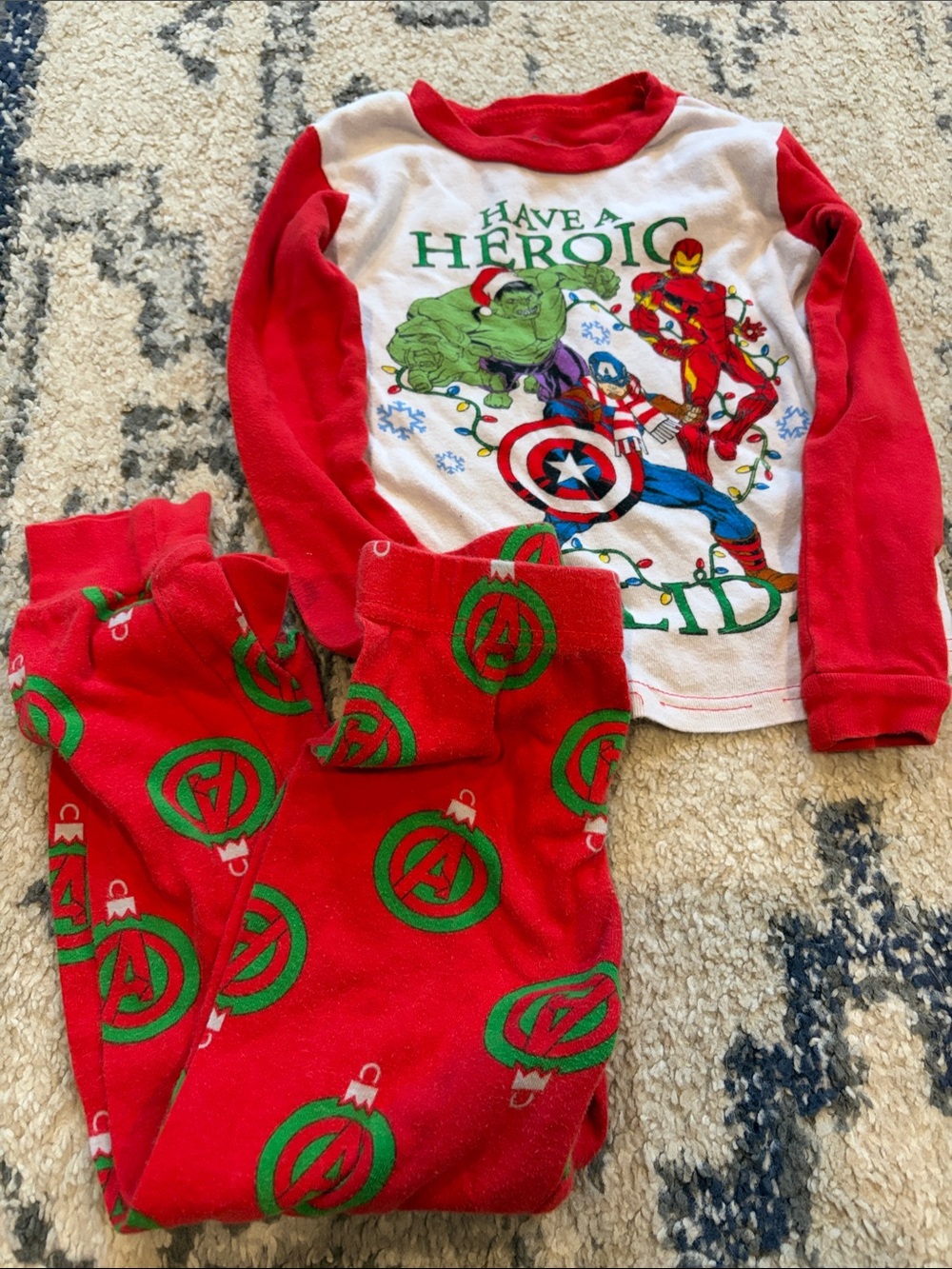Marvel Kids Holiday Pajama Set - Red, White, Green